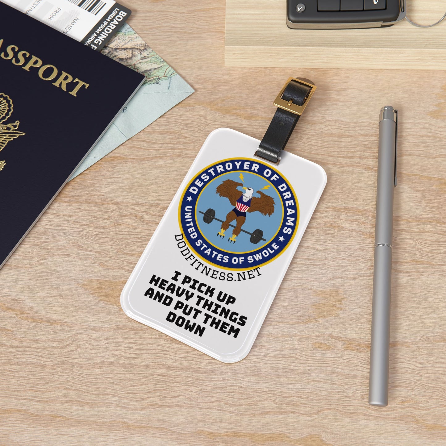 Luggage Tag — "I Pick Up Heavy Things and Put Them Down" Fitness Travel ID