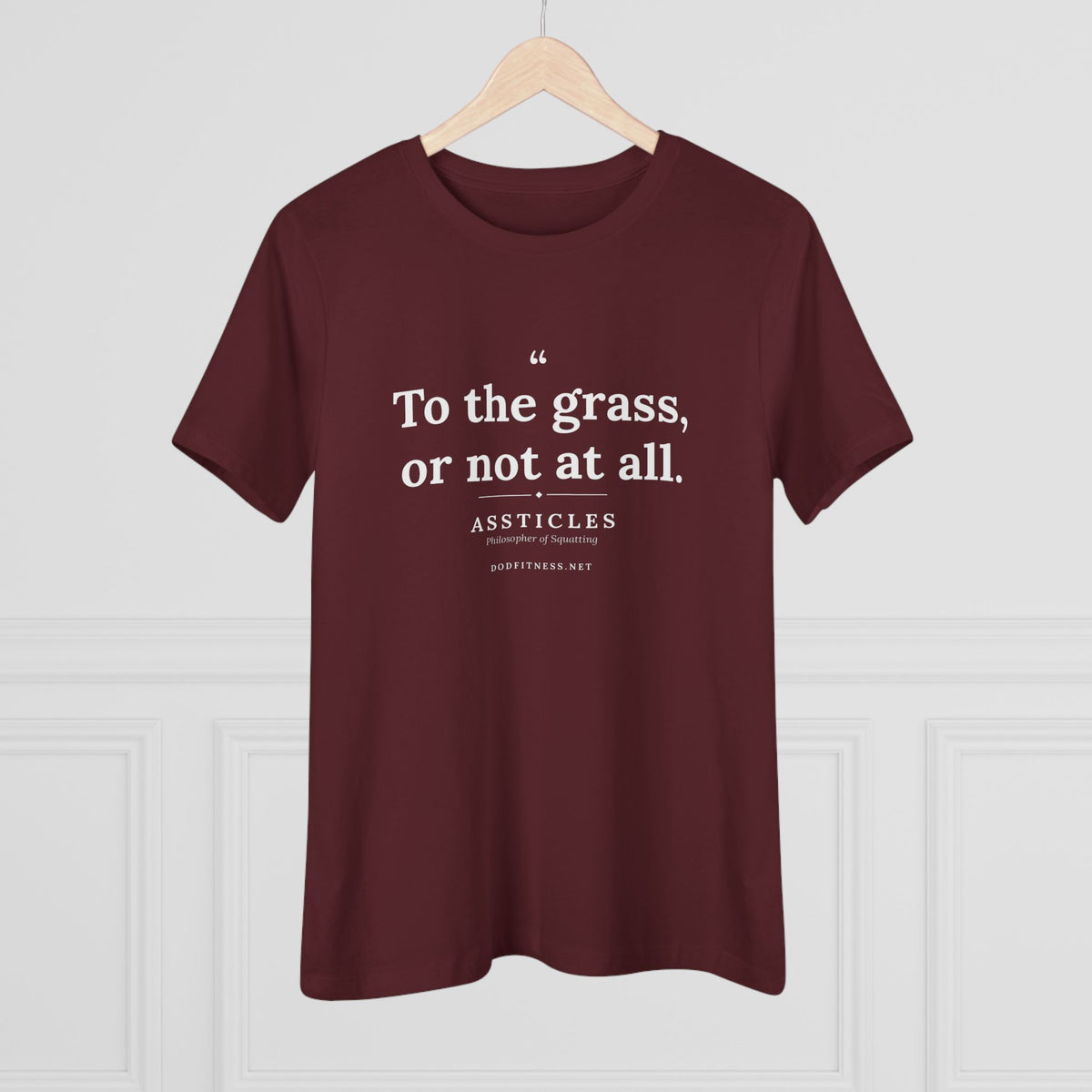 Assticles - To The Grass Or Not At All women's tee in Team Purple - funny gym shirt by DoD Fitness