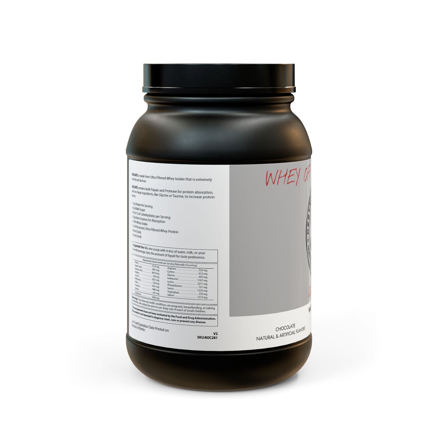 DoD (WHEY OF THE DAMNED) Whey Isolate Protein Supplement - Chocolate (907g, 2lb)