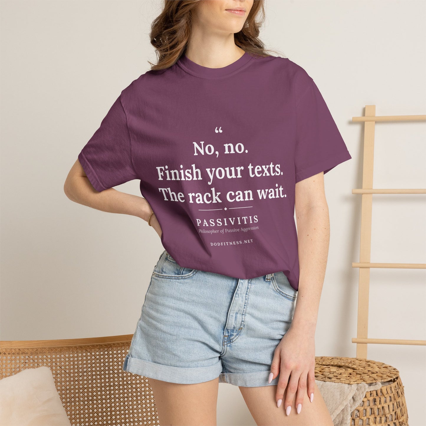 Passivitis - Finish Your Texts men's tee in Berry - funny gym shirt by DoD Fitness