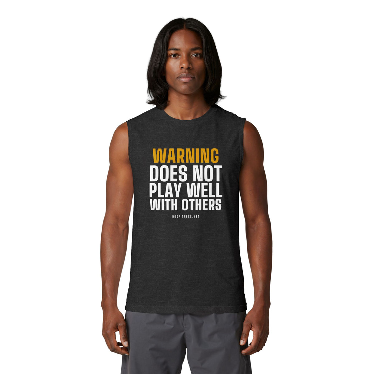 Warning Label stringer tank - funny gym tank by DoD Fitness