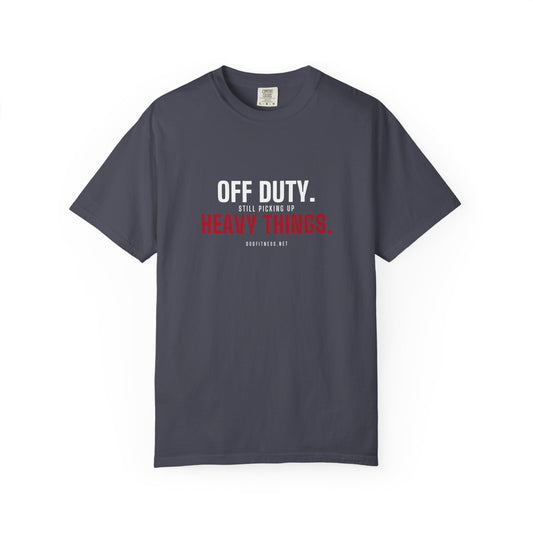 Off Duty men's tee in Navy - funny gym shirt by DoD Fitness