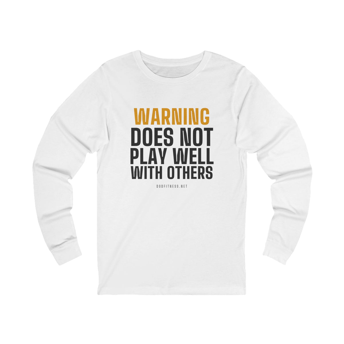 Warning Label long sleeve tee in White - funny gym shirt by DoD Fitness