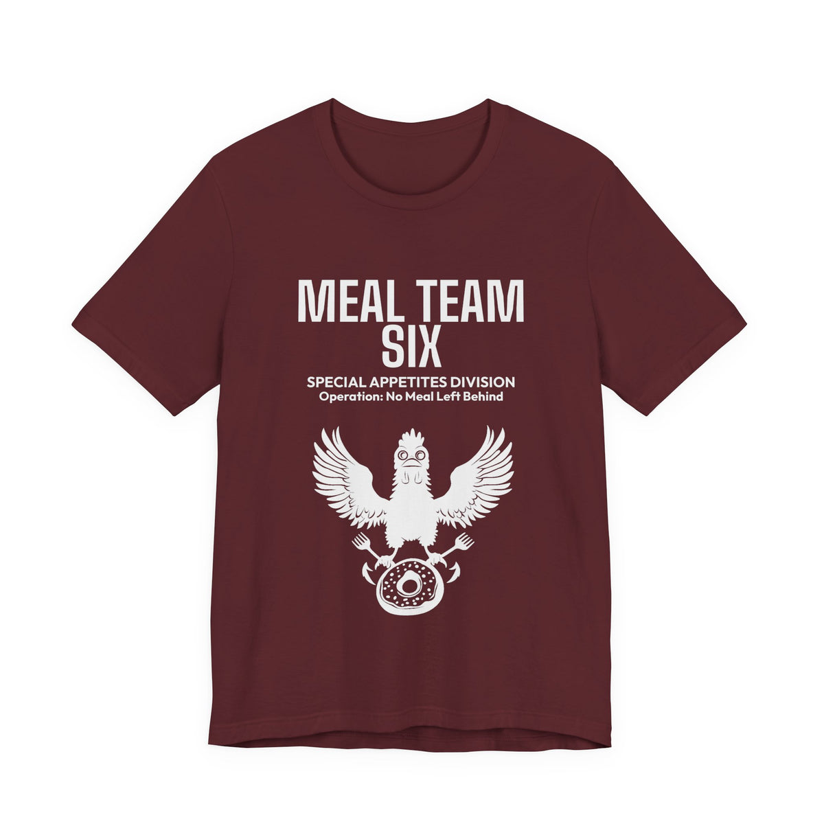 MEAL Team 6 - No Meal Left Behind men's tee in Maroon - funny gym shirt by DoD Fitness