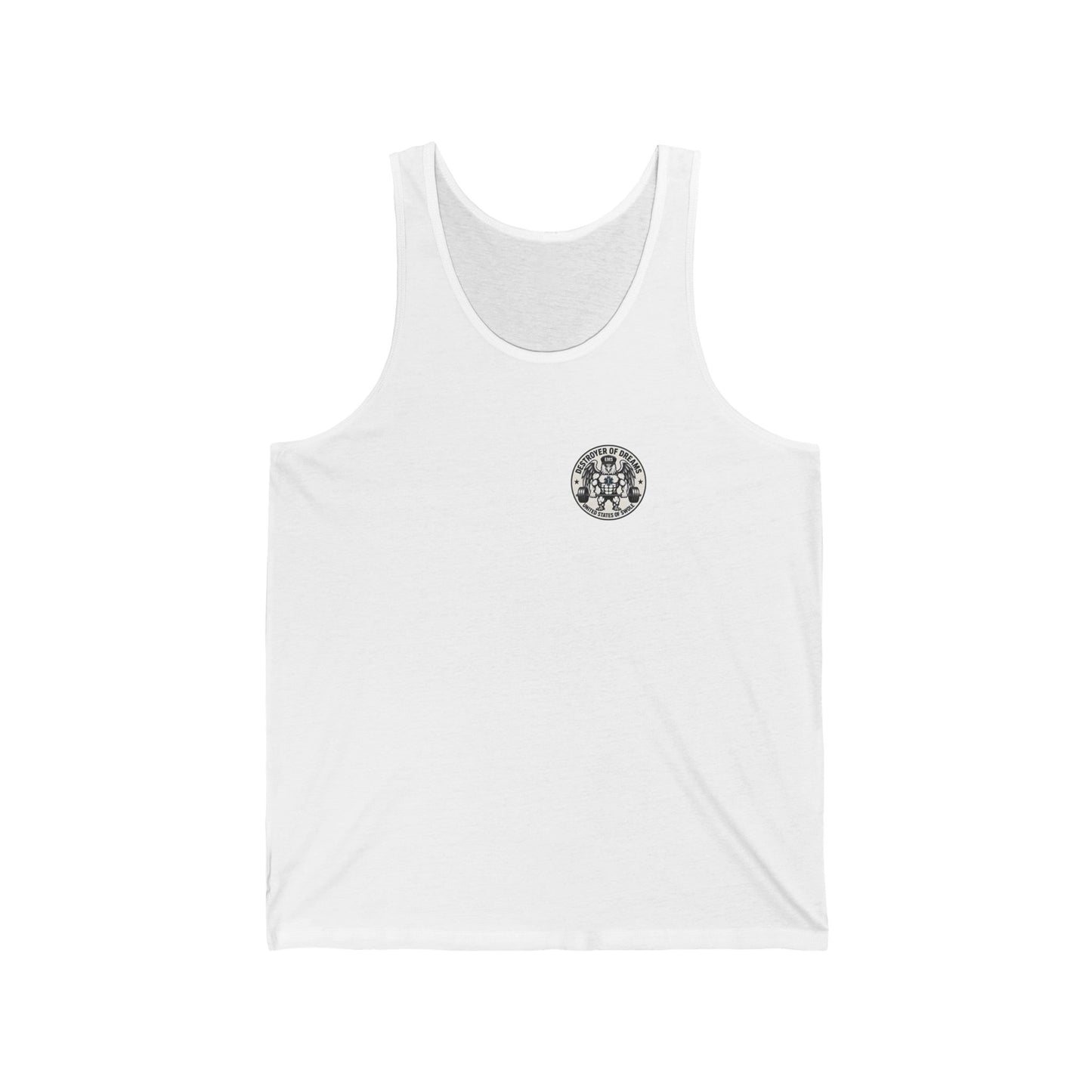 Thin Green Line men's tank in White - funny gym shirt by DoD Fitness
