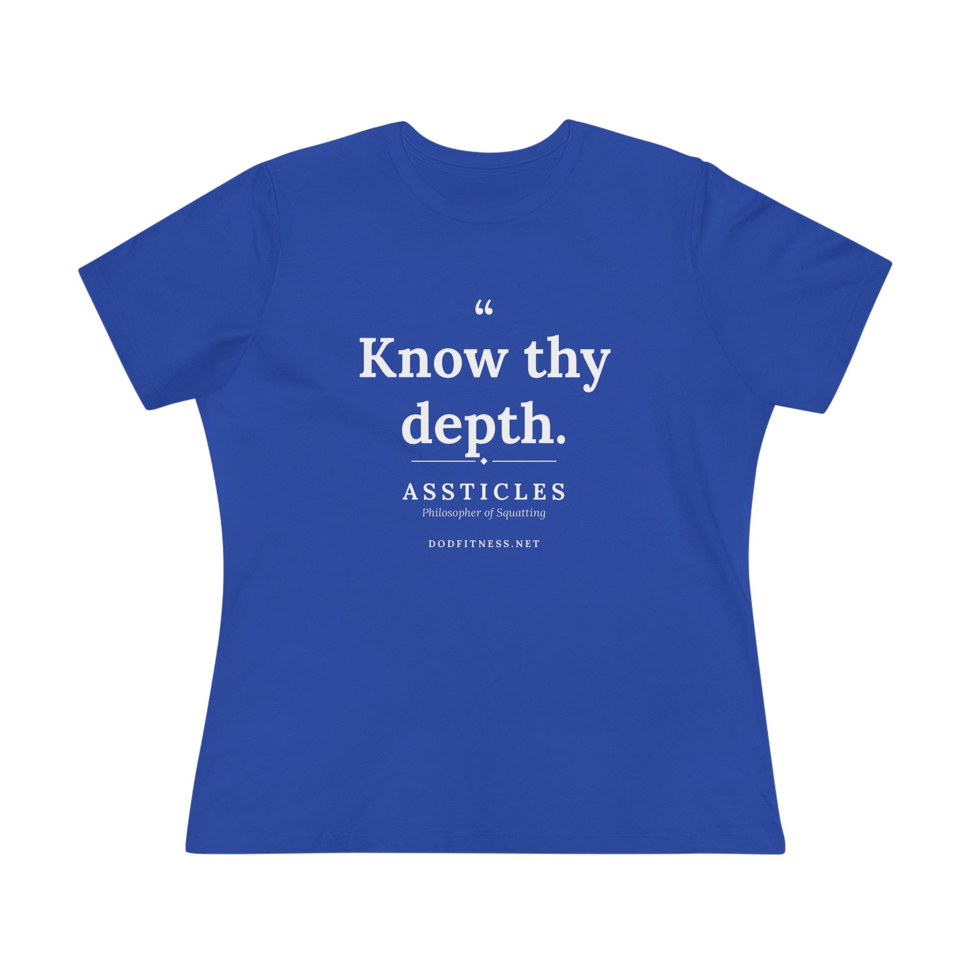 Assticles - Know Thy Depth women's tee - funny gym shirt by DoD Fitness