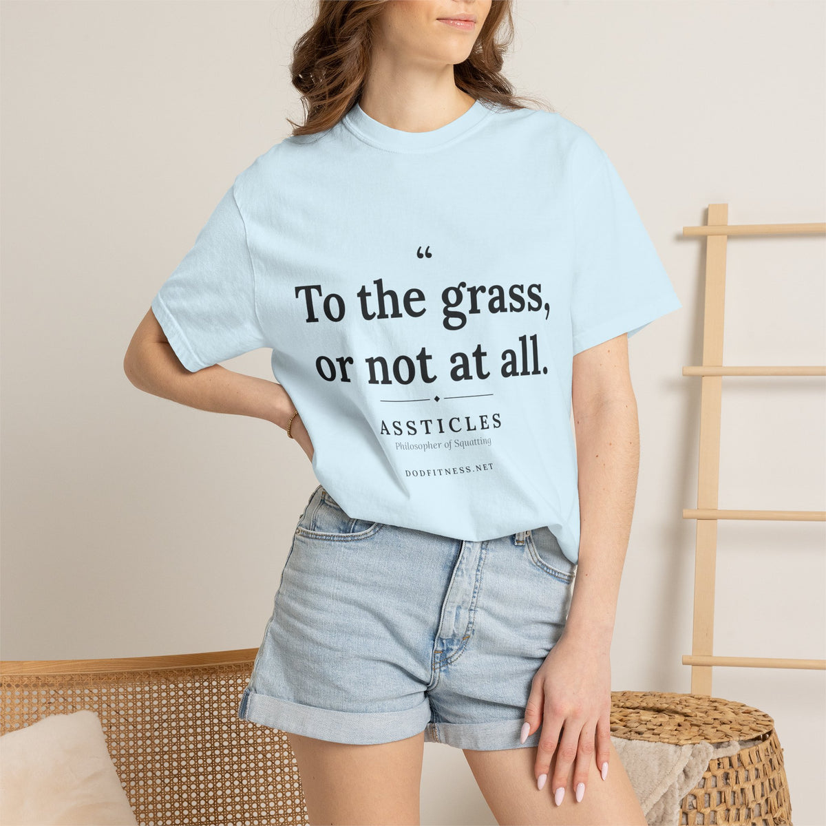 Assticles - To The Grass Or Not At All men's tee in Chambray - funny gym shirt by DoD Fitness