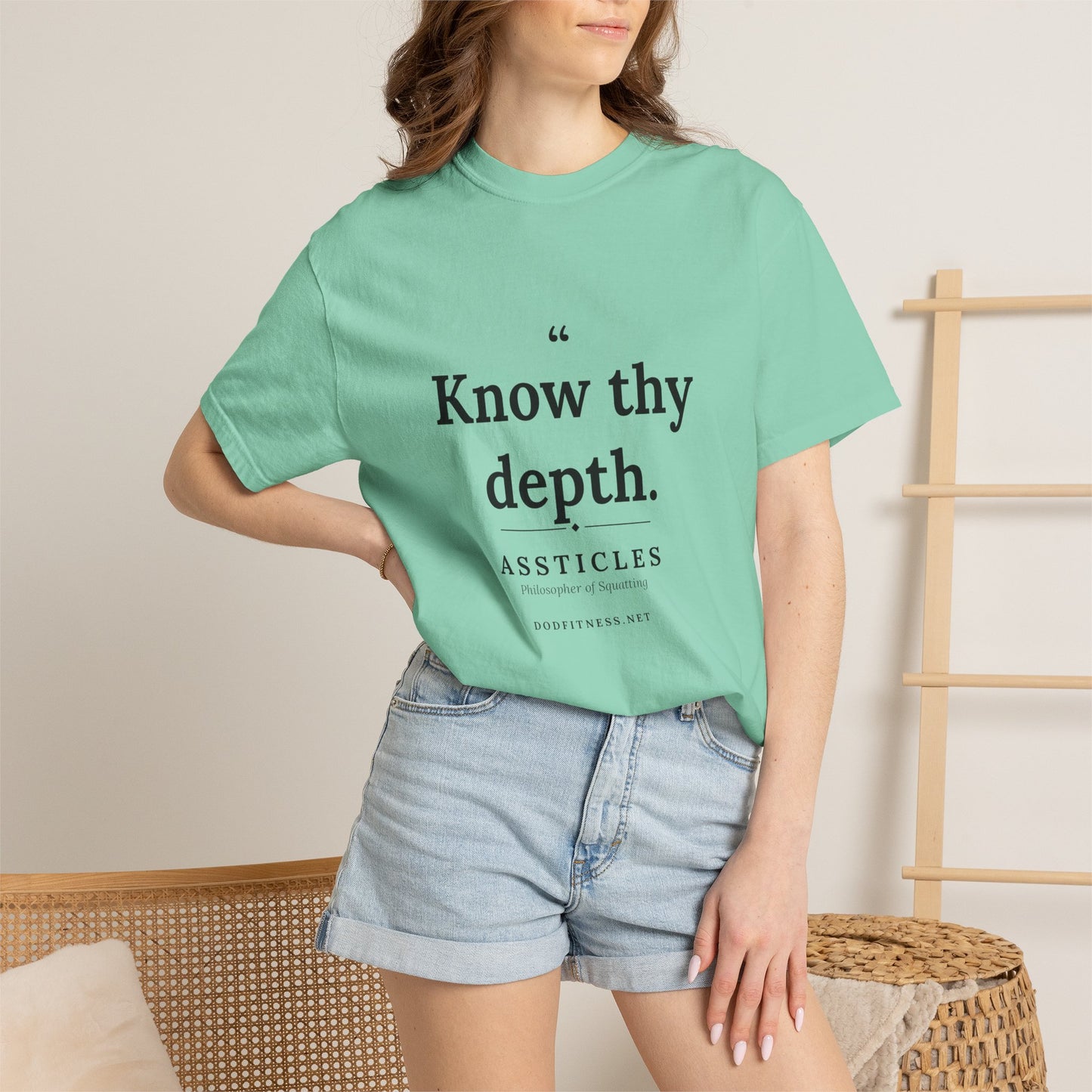 Assticles - Know Thy Depth men's tee in Island Reef - funny gym shirt by DoD Fitness