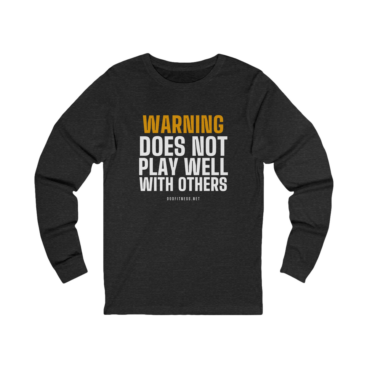 Warning Label long sleeve tee in Dark Grey Heather - funny gym shirt by DoD Fitness