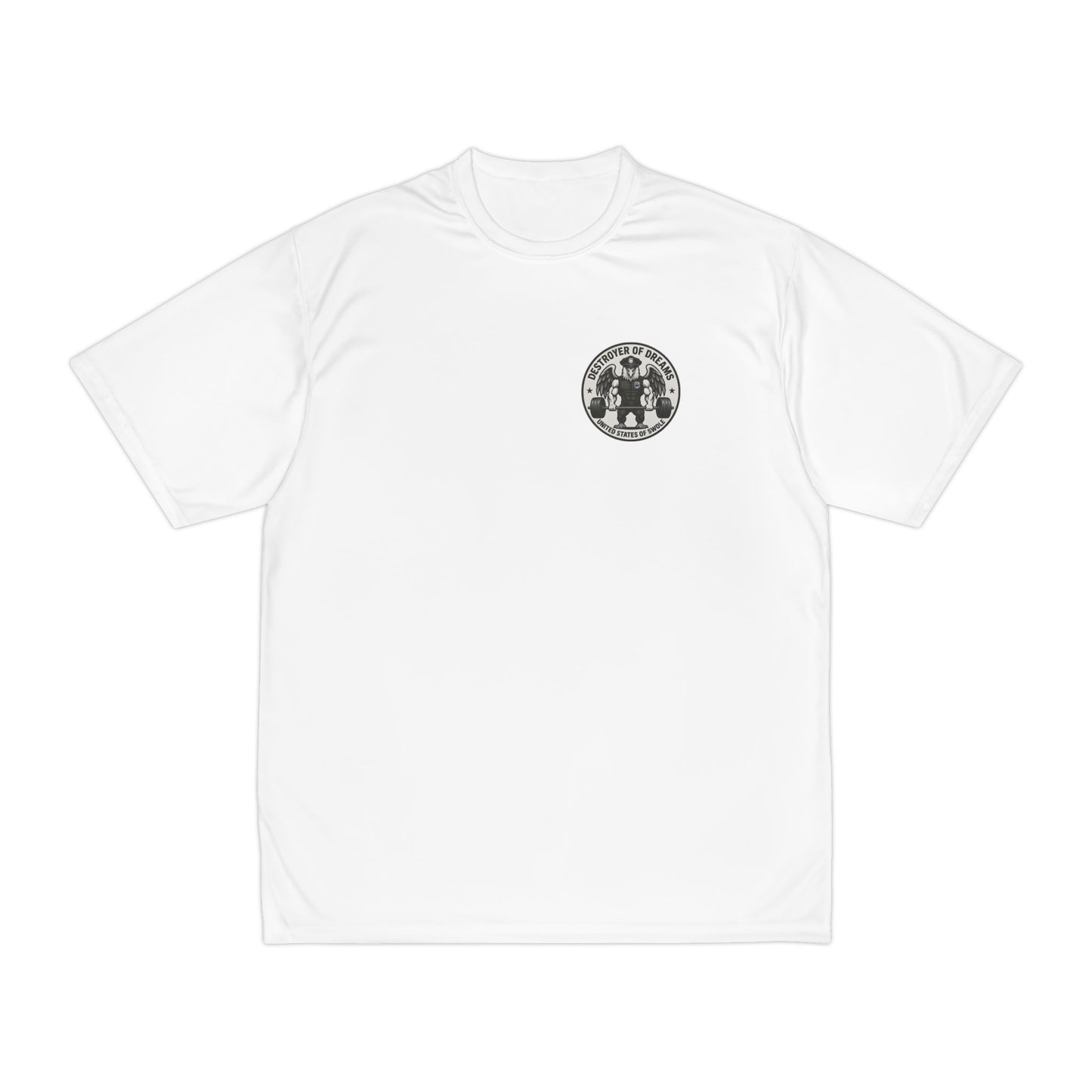 Thin Blue Line moisture wicking shirt in White - funny gym shirt by DoD Fitness