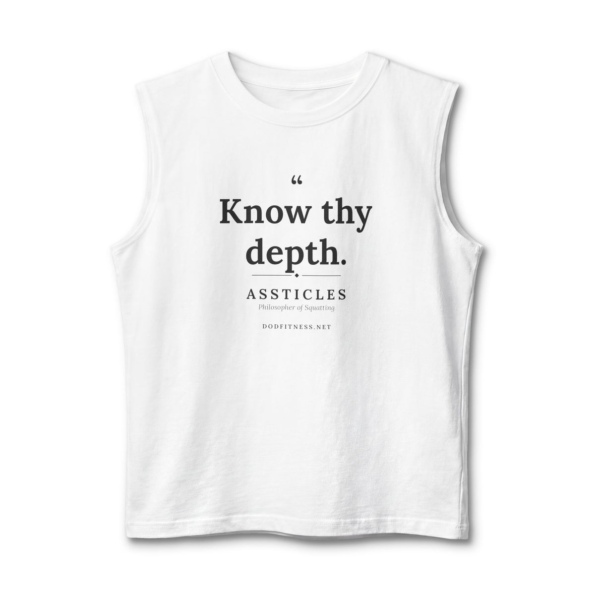 Assticles - Know Thy Depth stringer tank - funny gym tank by DoD Fitness