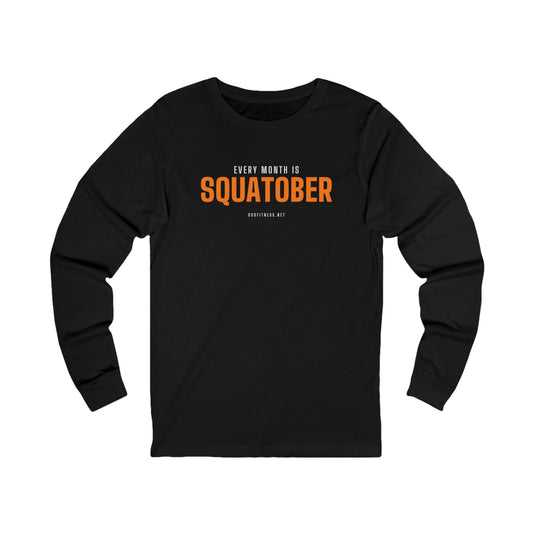 Squatober long sleeve tee in Black - funny gym shirt by DoD Fitness
