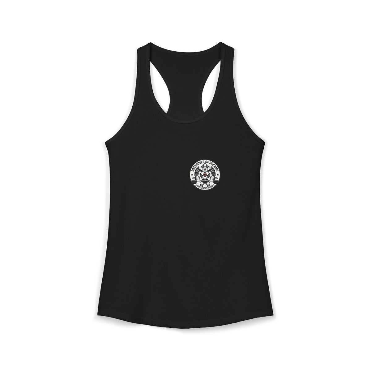 Thin Red Line women's tank in Solid Black - funny gym shirt by DoD Fitness