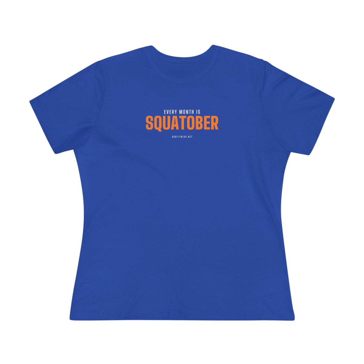 Squatober women's tee in True Royal - funny gym shirt by DoD Fitness
