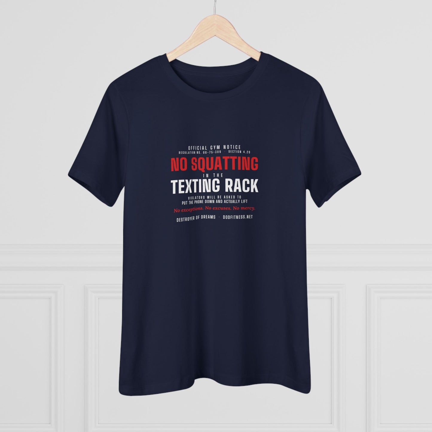 DoD Fitness - No Squatting Texting Rack Women's Tee
