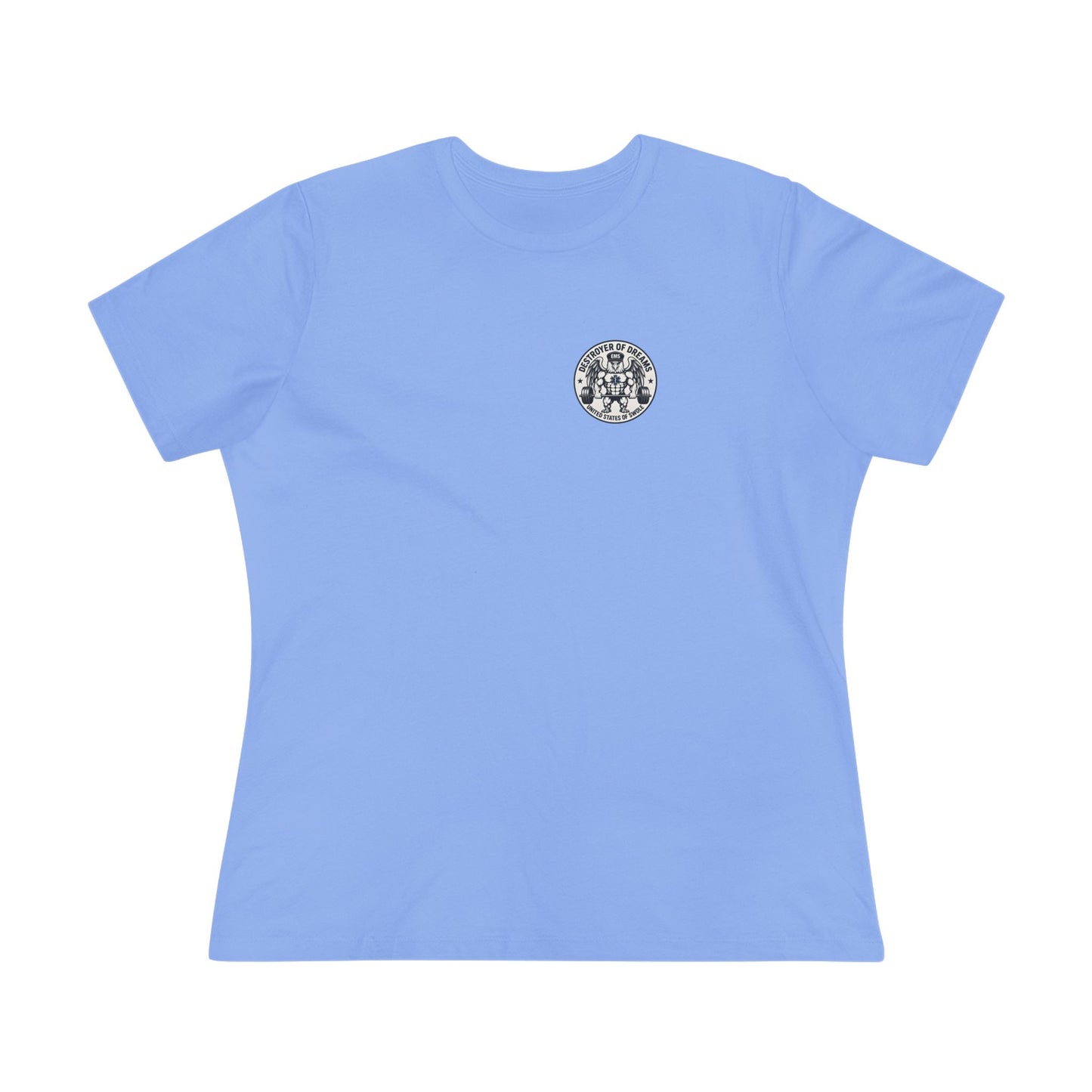 Thin Green Line women's tee in Carolina Blue - funny gym shirt by DoD Fitness