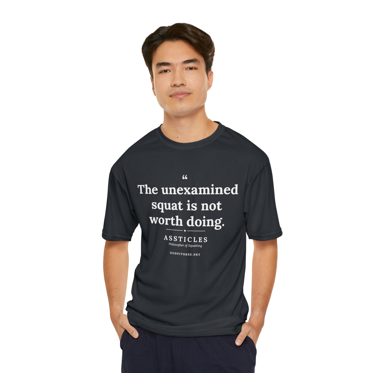 Assticles - The Unexamined Squat performance tee - funny gym shirt by DoD Fitness