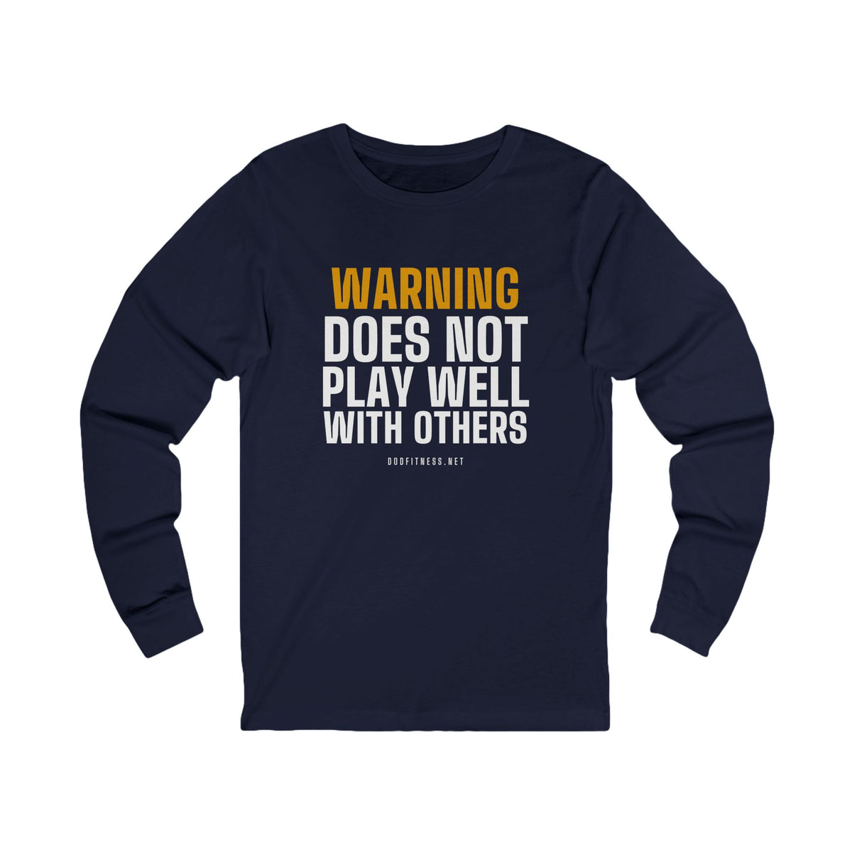 Warning Label long sleeve tee in Navy - funny gym shirt by DoD Fitness
