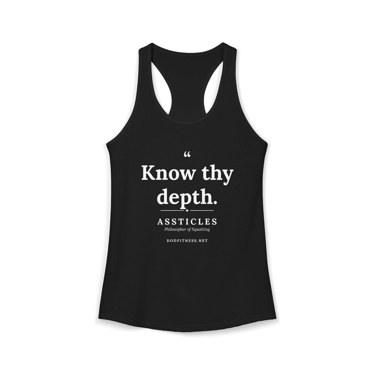 Assticles - Know Thy Depth women's racerback tank - funny gym tank by DoD Fitness