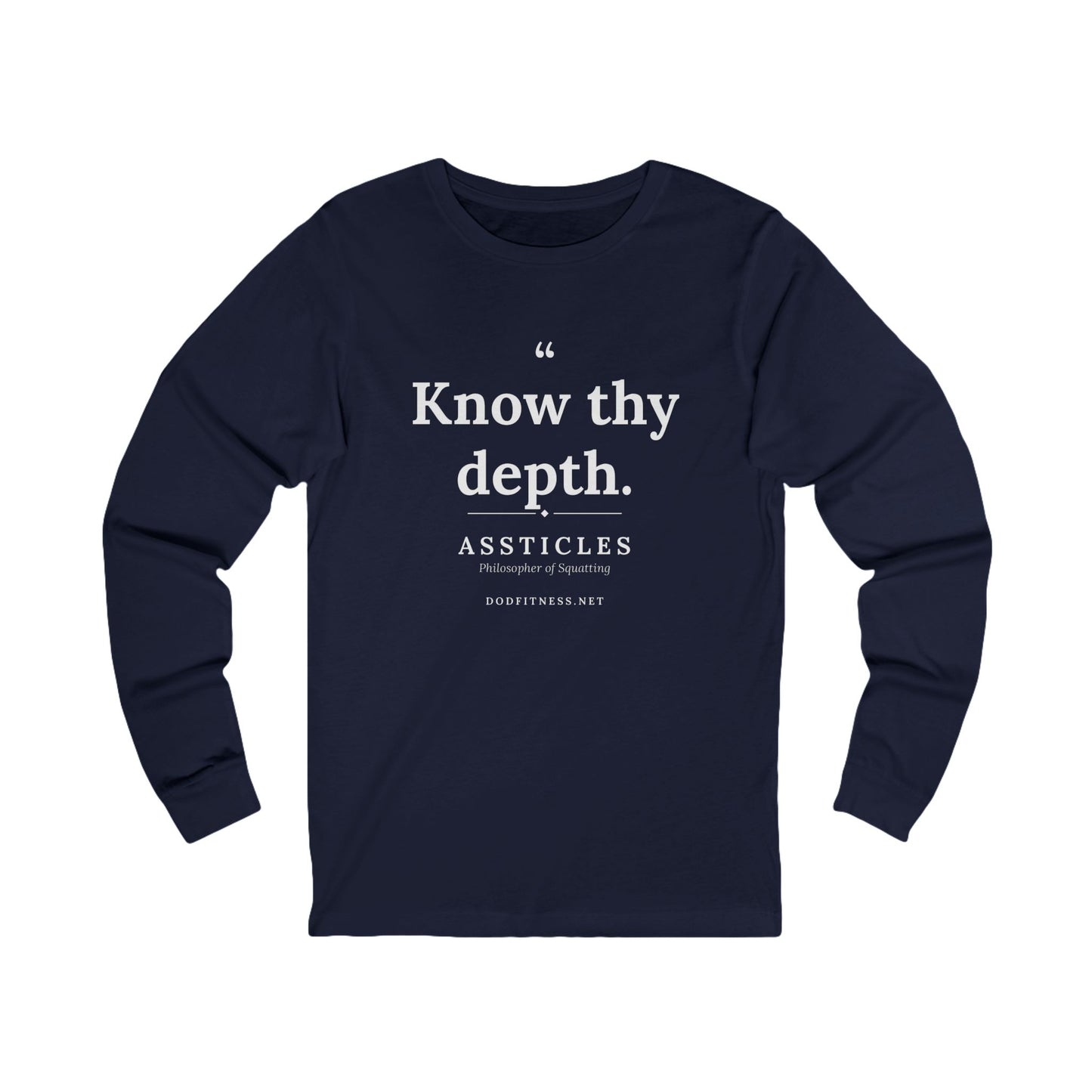 Assticles - Know Thy Depth long sleeve tee in Navy - funny gym shirt by DoD Fitness
