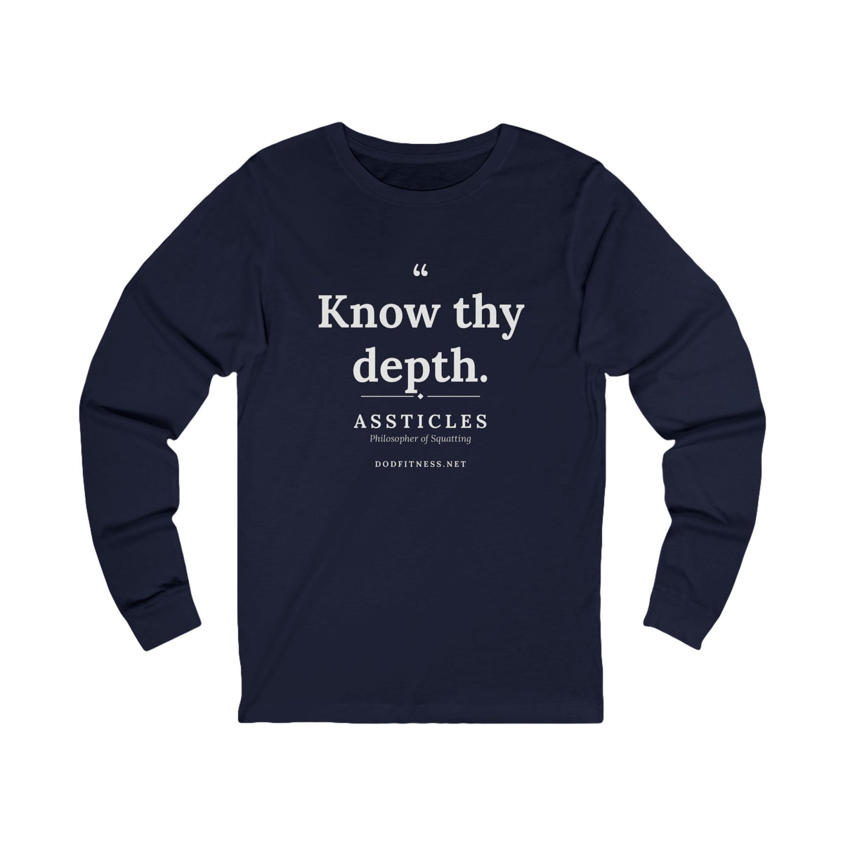 Assticles - Know Thy Depth long sleeve tee in Navy - funny gym shirt by DoD Fitness