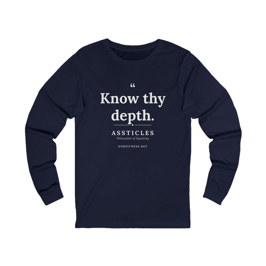 Assticles - Know Thy Depth long sleeve tee in Navy - funny gym shirt by DoD Fitness