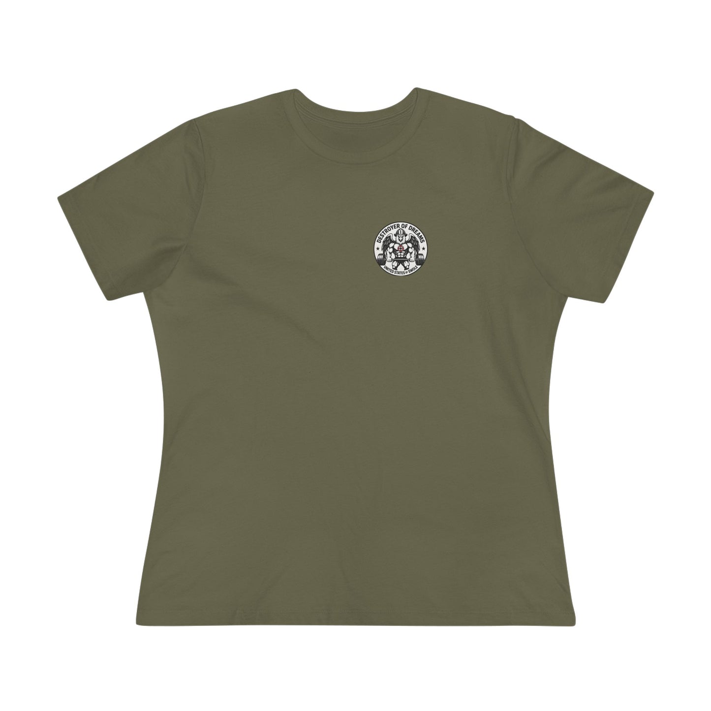 Thin Red Line women's tee in Military Green - funny gym shirt by DoD Fitness