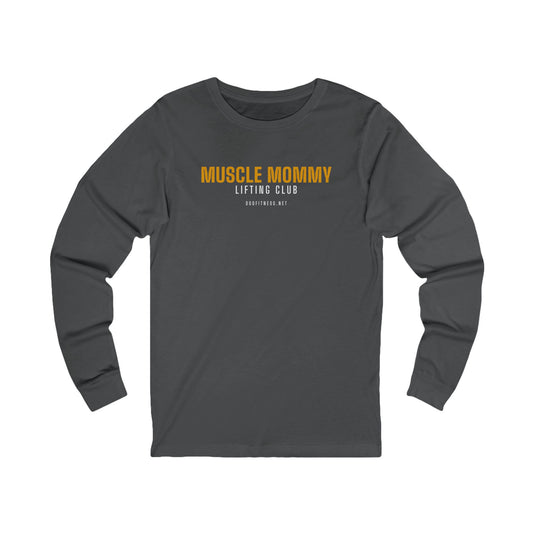 Muscle Mommy long sleeve tee in Asphalt - funny gym shirt by DoD Fitness