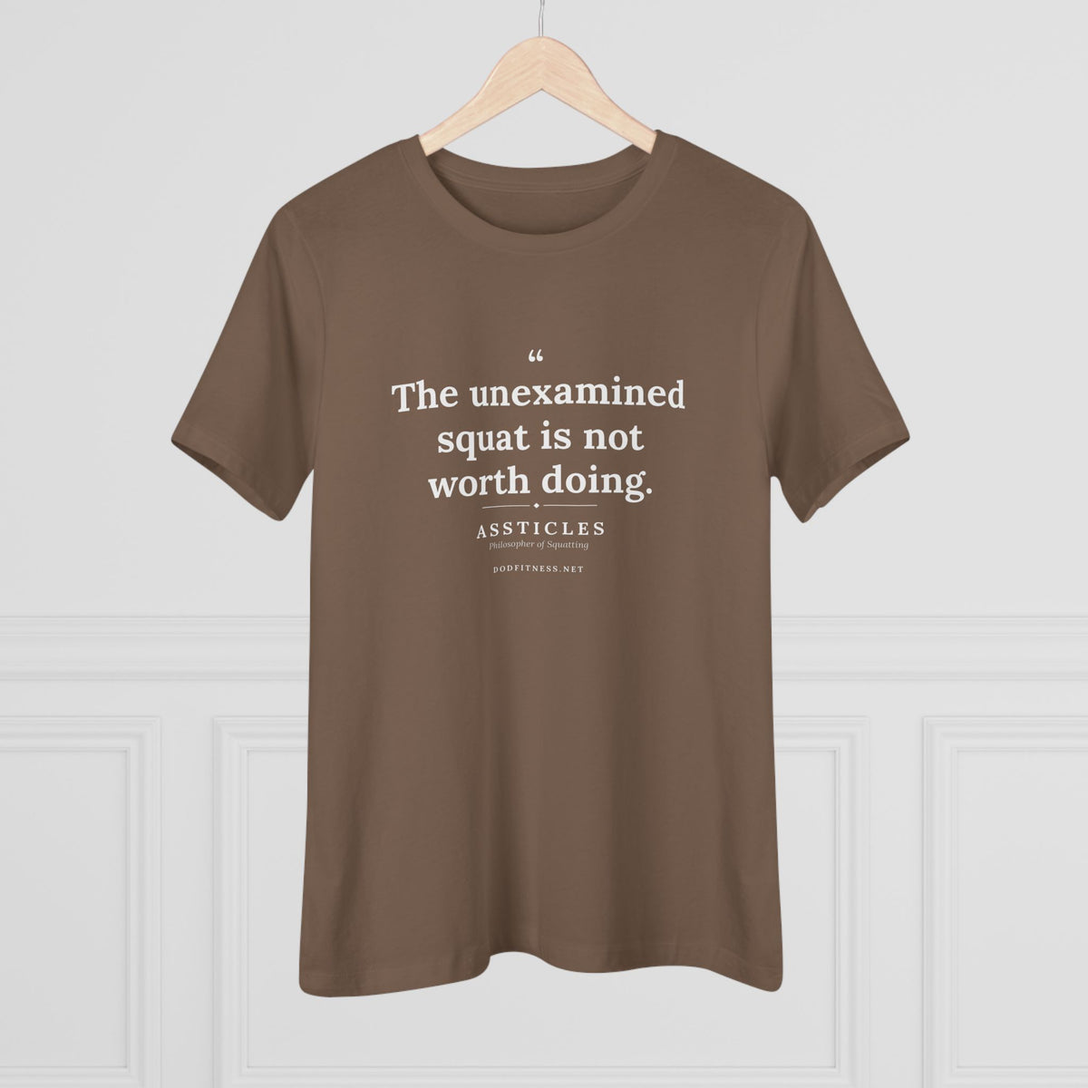 Assticles - The Unexamined Squat women's tee - funny gym shirt by DoD Fitness