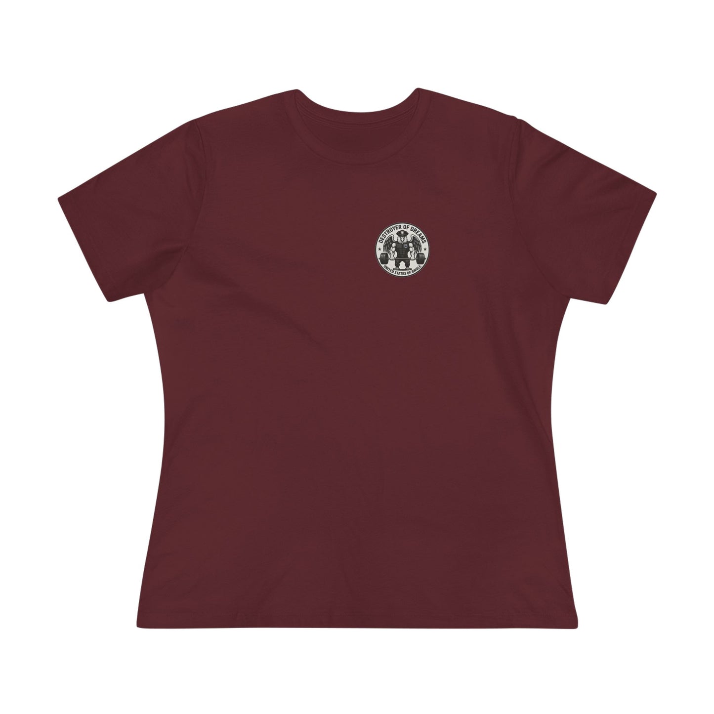 Thin Blue Line women's tee in Maroon - funny gym shirt by DoD Fitness