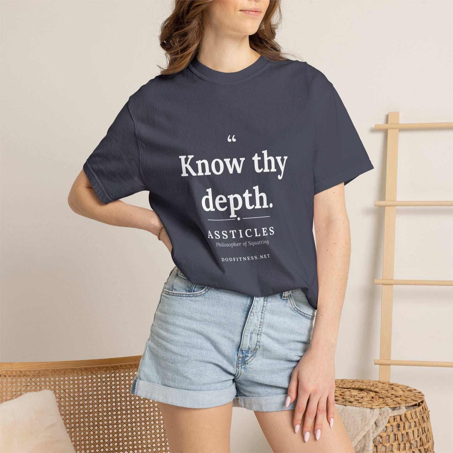 Assticles - Know Thy Depth men's tee in Navy - funny gym shirt by DoD Fitness