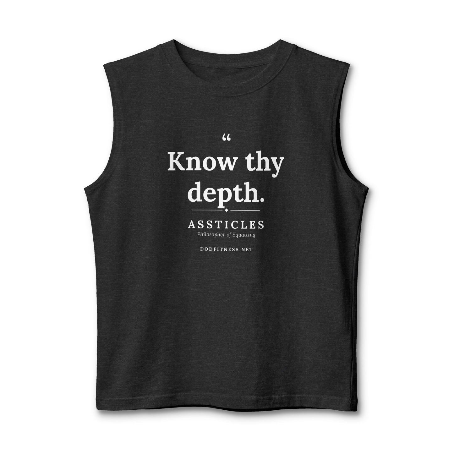 Assticles - Know Thy Depth stringer tank - funny gym tank by DoD Fitness