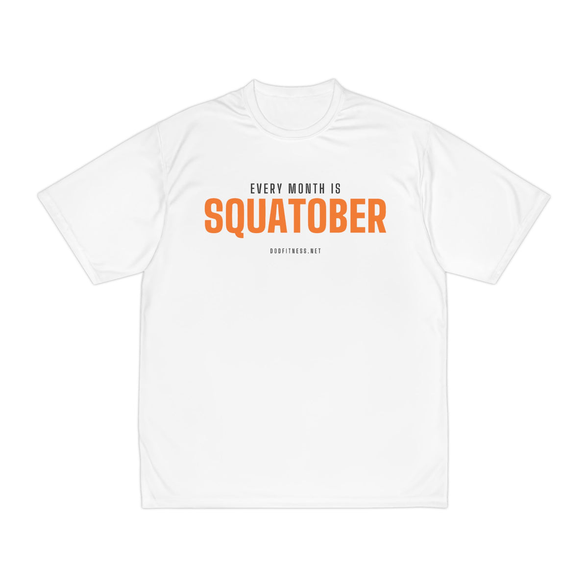 Squatober performance tee in White - funny gym shirt by DoD Fitness