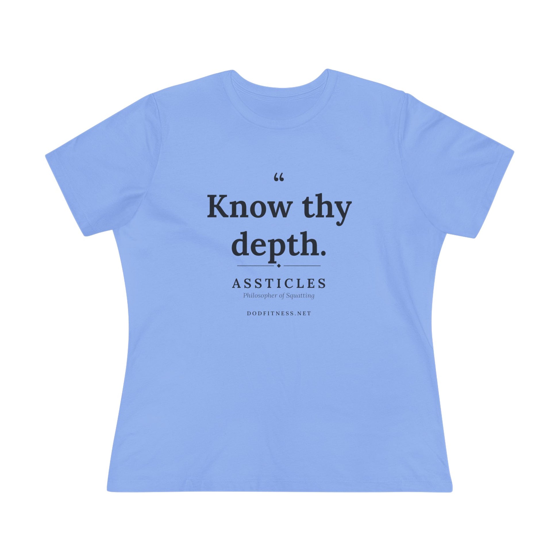Assticles - Know Thy Depth women's tee - funny gym shirt by DoD Fitness