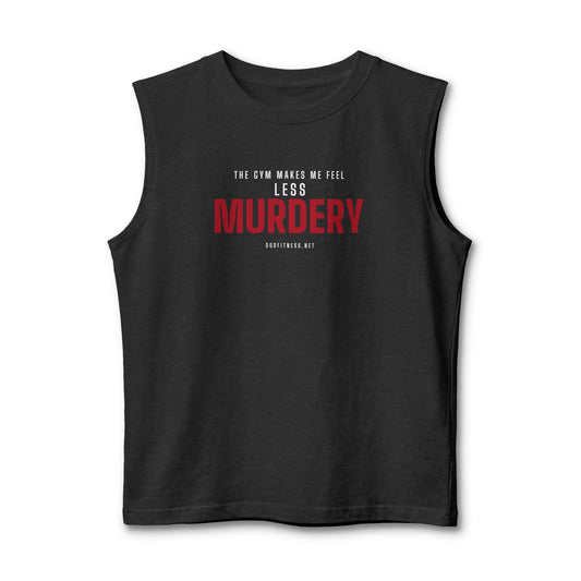 Murdery stringer tank in Dark Grey Heather - funny gym tank by DoD Fitness