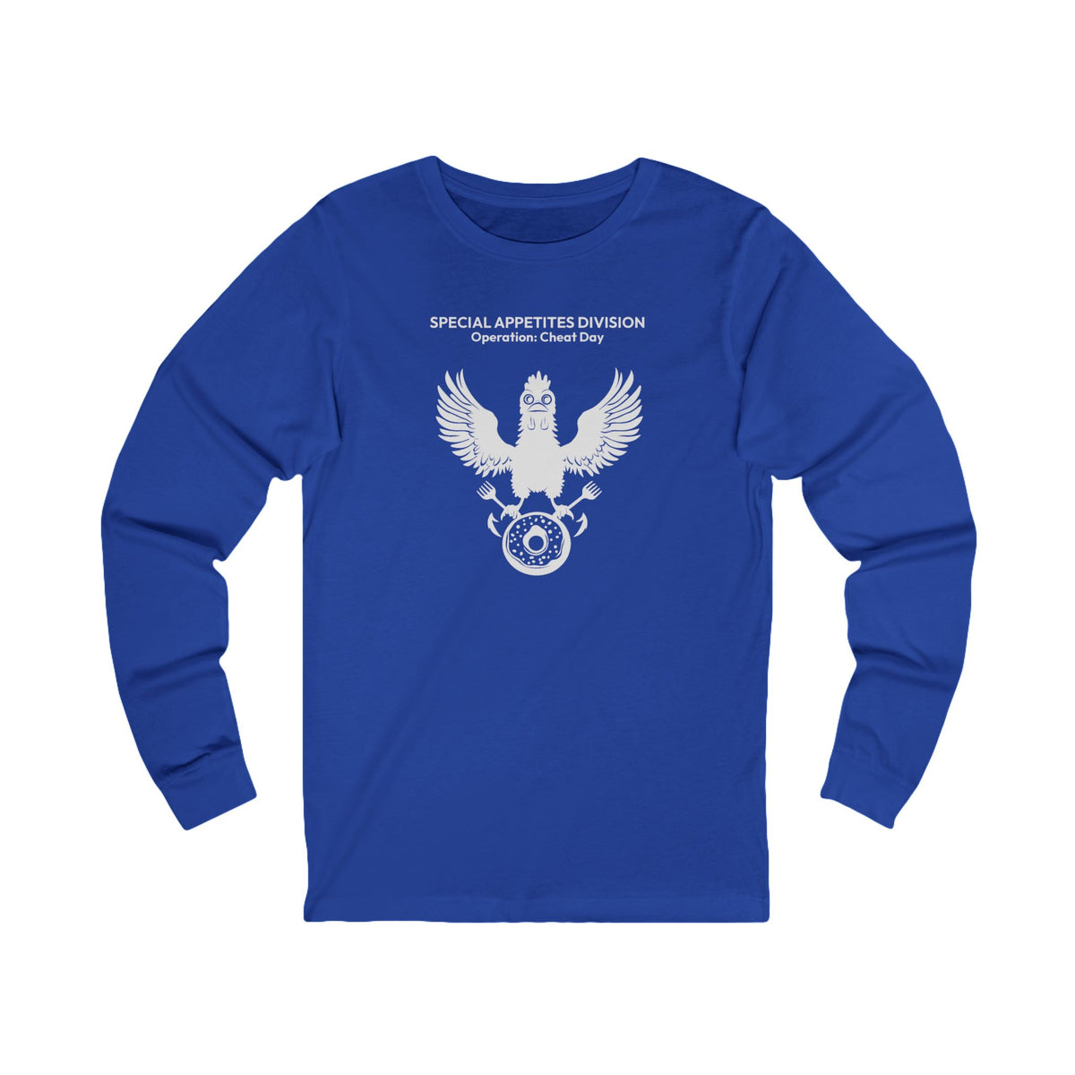 MEAL Team 6 - Operation: Cheat Day long sleeve tee in True Royal - funny gym shirt by DoD Fitness