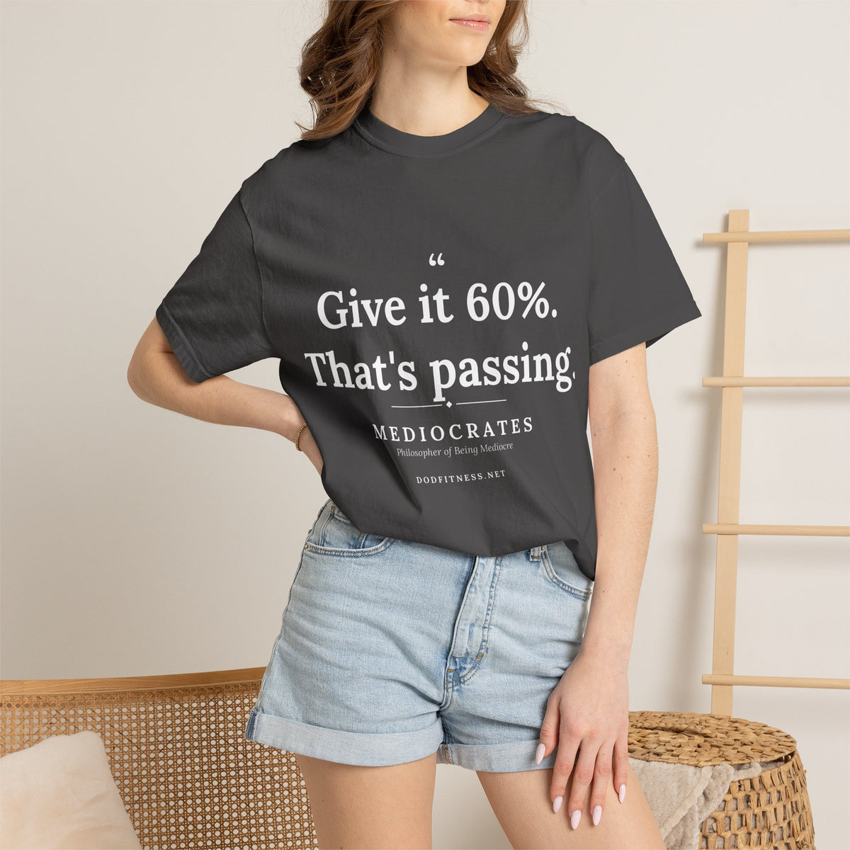 Mediocrates - Give It 60 Percent men's tee in Graphite - funny gym shirt by DoD Fitness