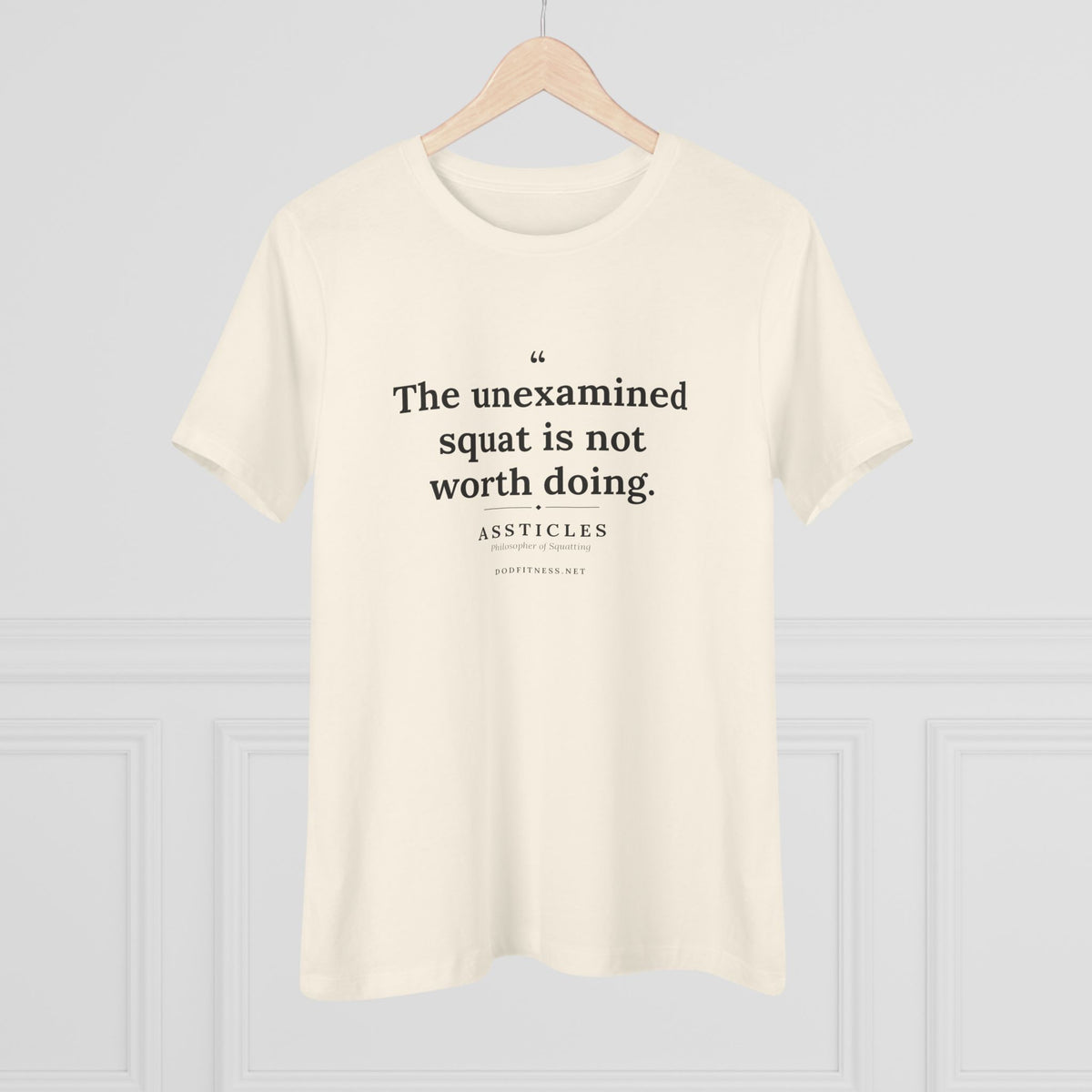 Assticles - The Unexamined Squat women's tee - funny gym shirt by DoD Fitness