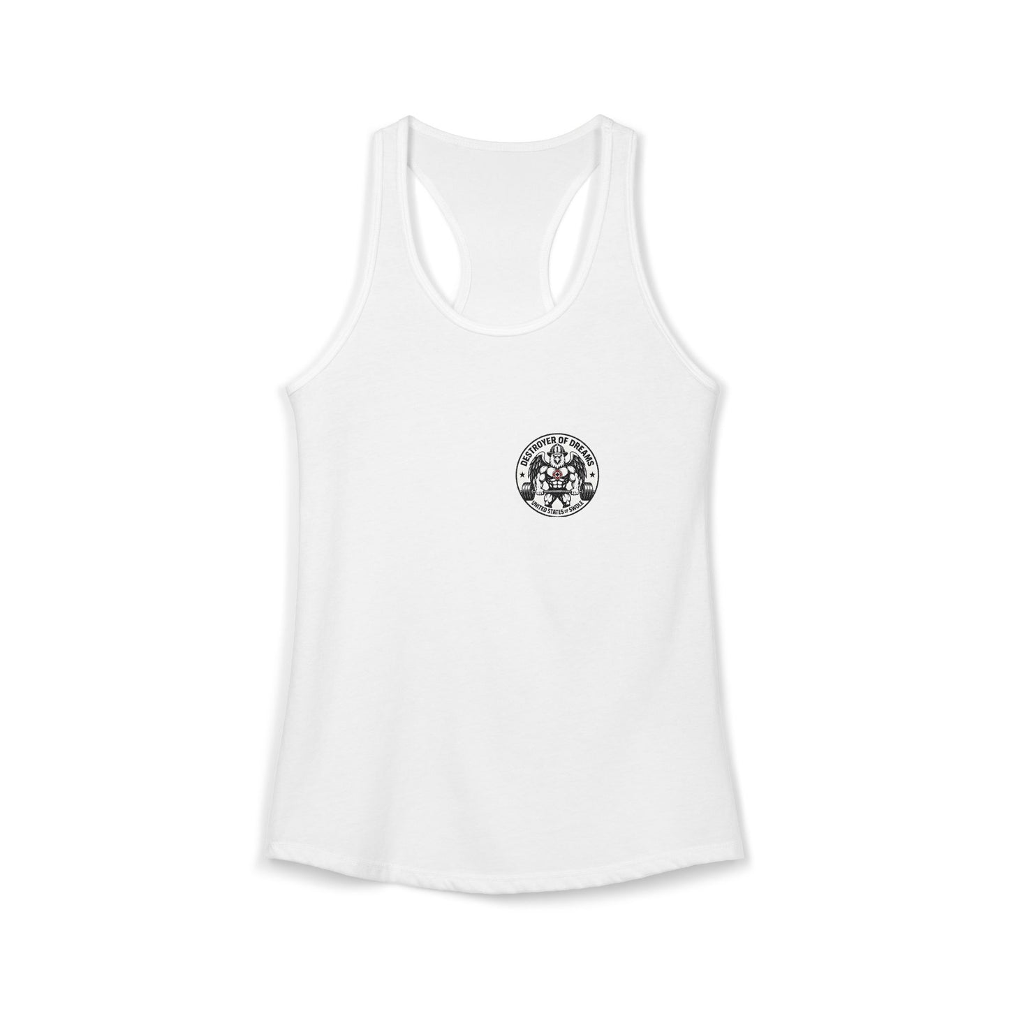 Thin Red Line women's tank in Solid White - funny gym shirt by DoD Fitness