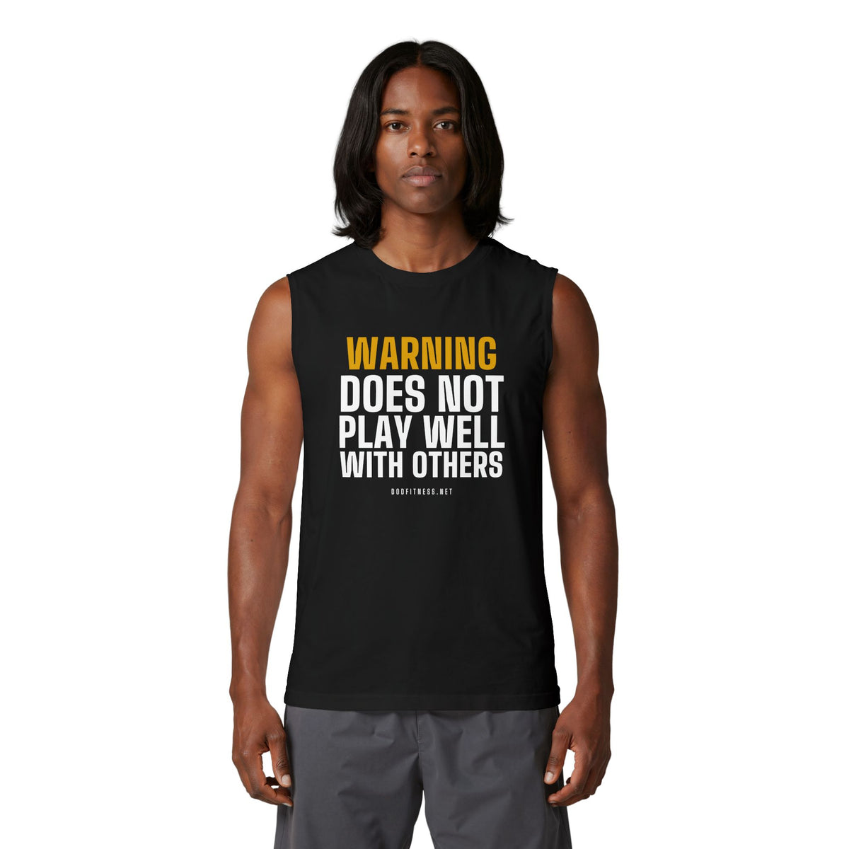 Warning Label stringer tank - funny gym tank by DoD Fitness