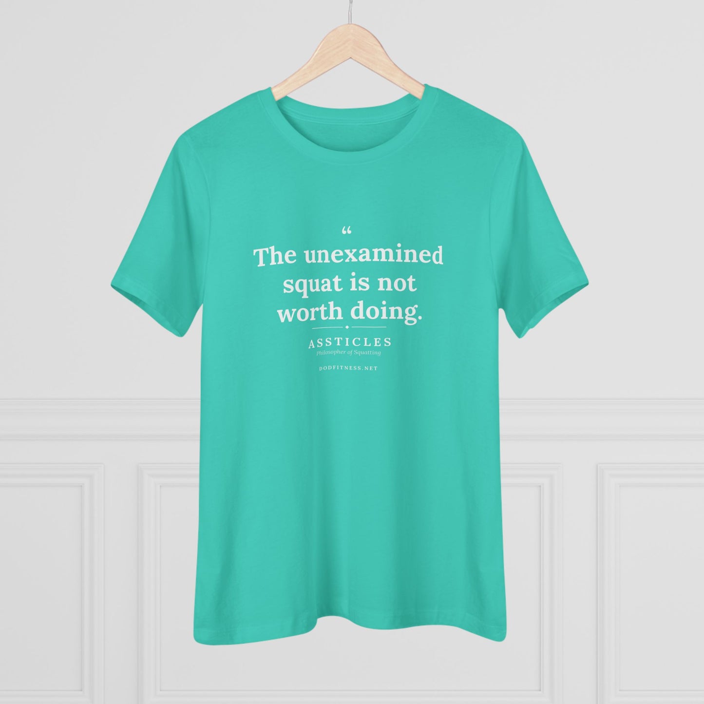 Assticles - The Unexamined Squat women's tee - funny gym shirt by DoD Fitness