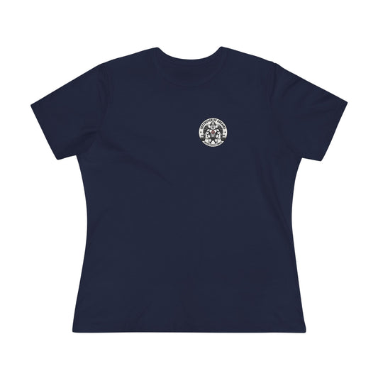 Thin Red Line women's tee in Navy - funny gym shirt by DoD Fitness