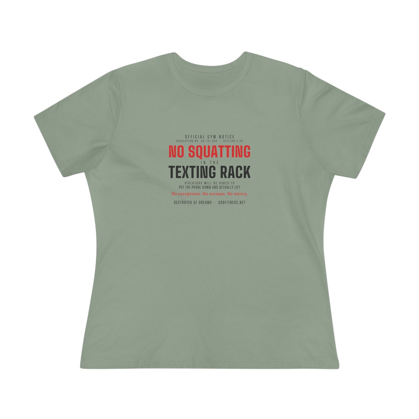 DoD Fitness - No Squatting Texting Rack Women's Tee