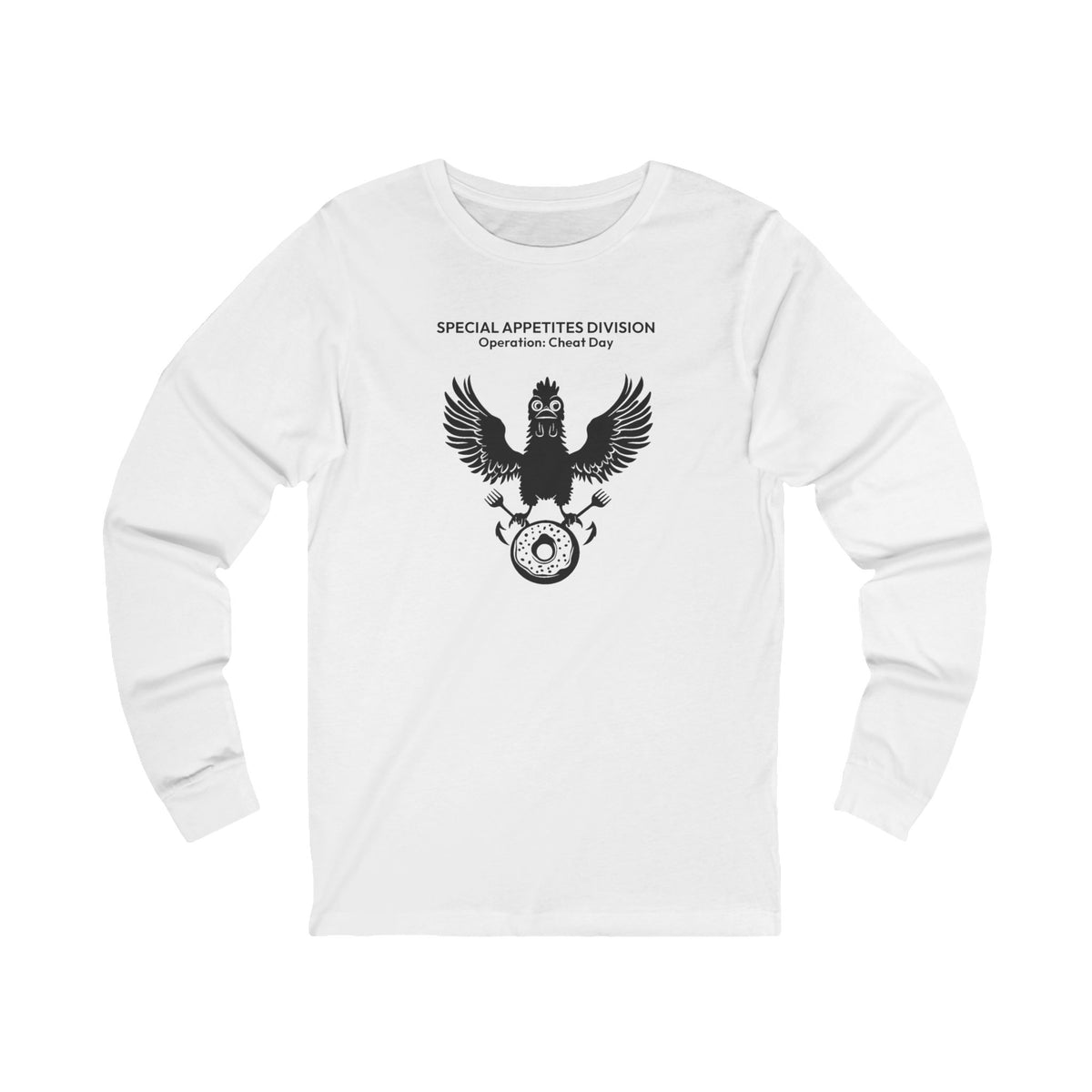 MEAL Team 6 - Operation: Cheat Day long sleeve tee in White - funny gym shirt by DoD Fitness