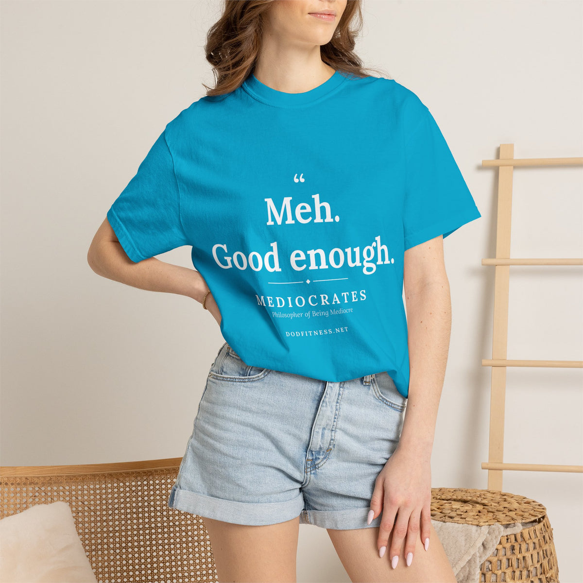 Mediocrates - Meh Good Enough men's tee in Sapphire - funny gym shirt by DoD Fitness