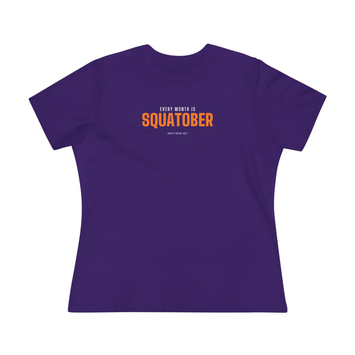 Squatober women's tee in Team Purple - funny gym shirt by DoD Fitness