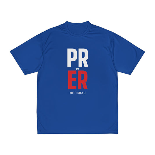 PR or ER performance tee in Royal - funny gym shirt by DoD Fitness