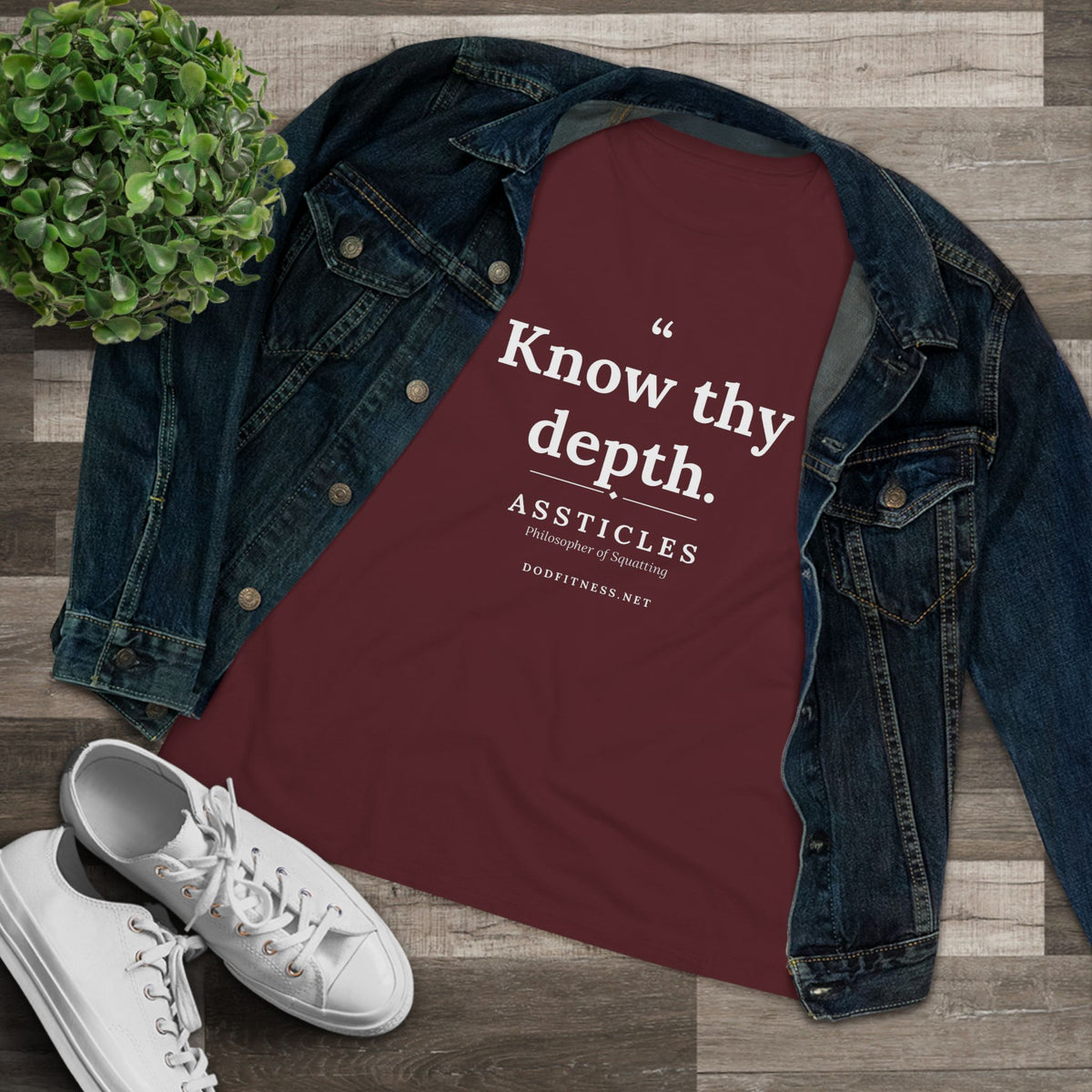 Assticles - Know Thy Depth women's tee - funny gym shirt by DoD Fitness