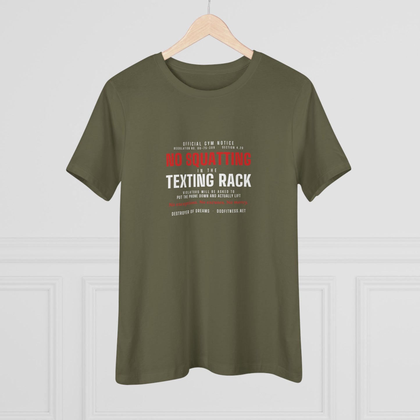DoD Fitness - No Squatting Texting Rack Women's Tee
