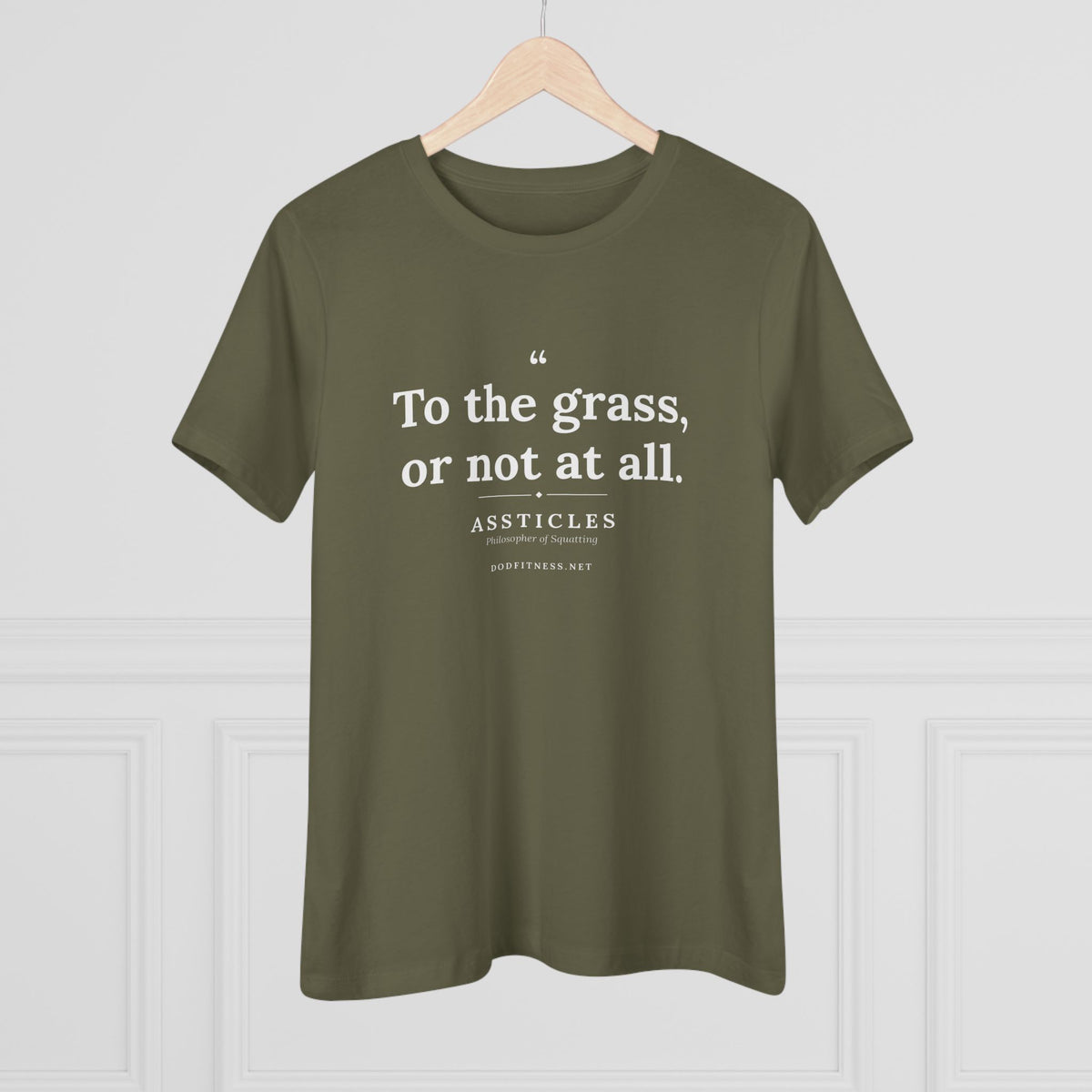 Assticles - To The Grass Or Not At All women's tee in Vintage Brown - funny gym shirt by DoD Fitness